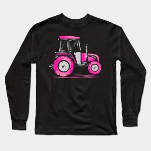 Farm Tractor Gift for Farmer Girl Rancher Agriculture Lady Long Sleeve T-Shirt